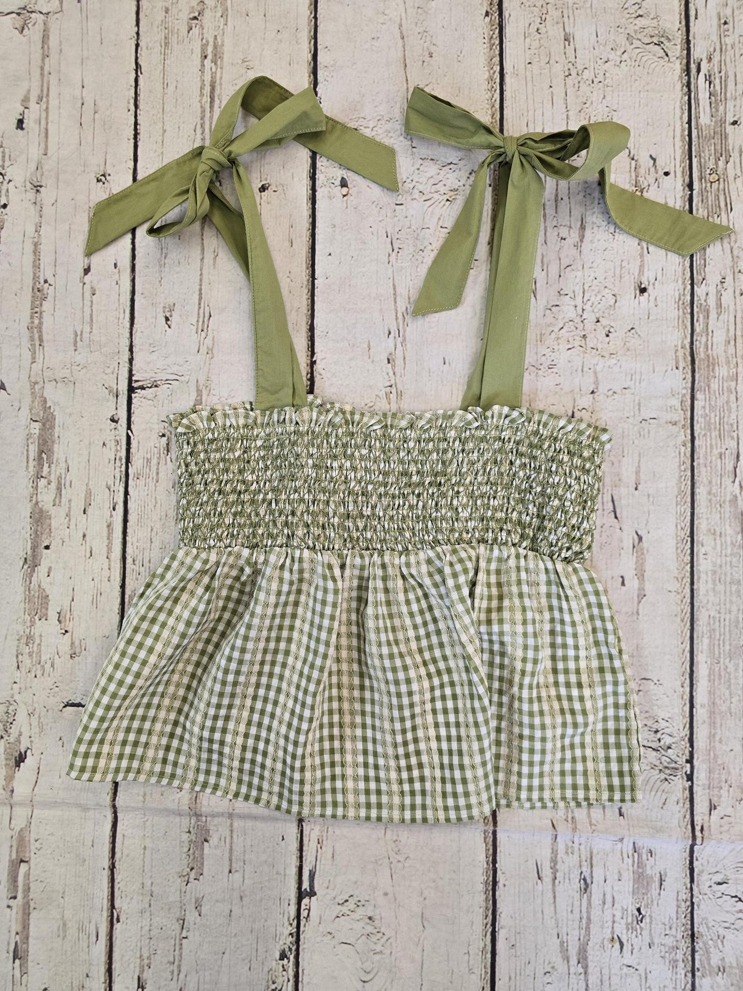 Smocked Gingham Top