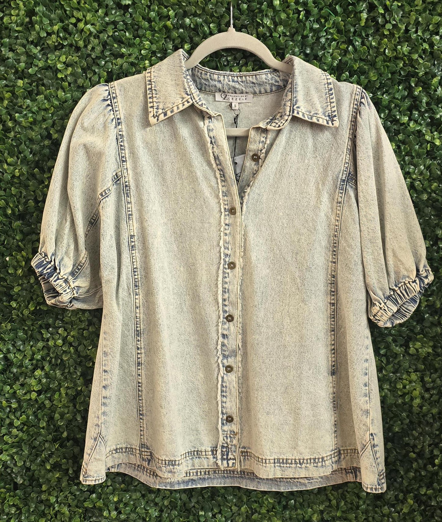 Puff Sleeve Denim Top