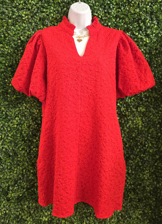 Red Puff Sleeve Dress