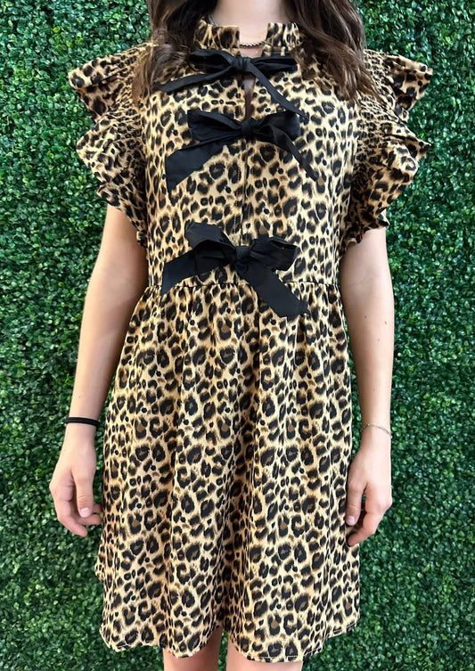 Cheetah Bow Dress Lg