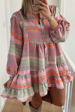 Stripe Puff Sleeve Dress