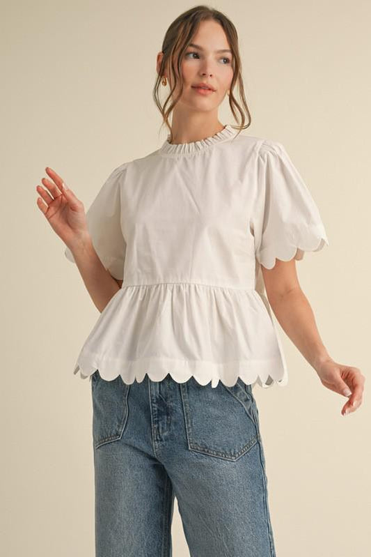 White Scallop Top