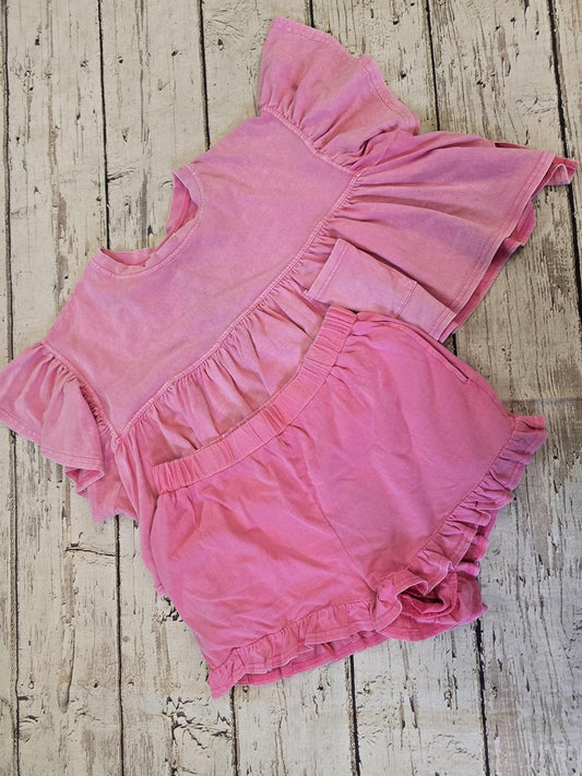 Pink Ruffle Shorts Set