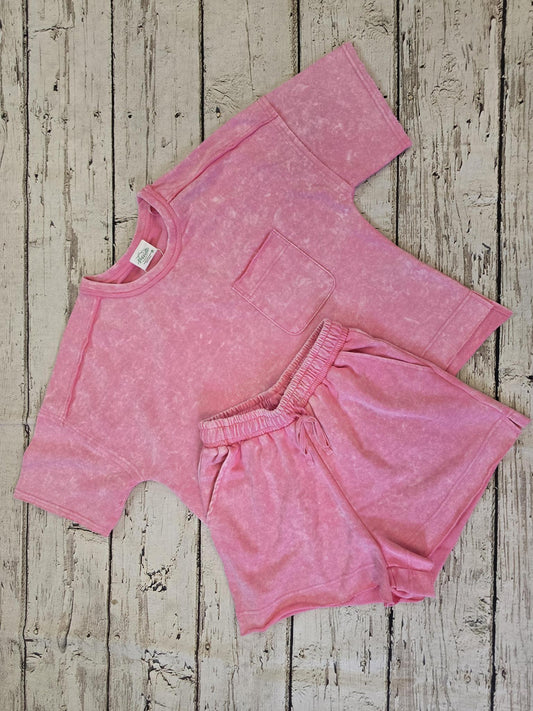 Knit Top & Shorts Pink